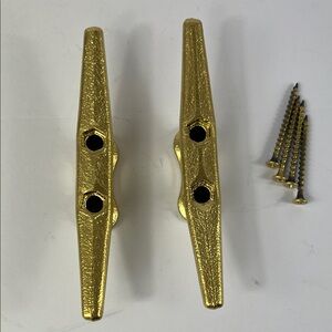 Boat Cleat Wall Hook Hand Painted GOLD Boat Cleat Wall Hook Nautical with Screws